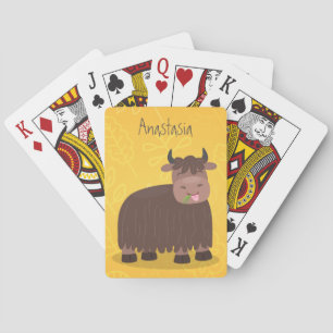 Baraja De Cartas Gracioso yak feliz comiendo hierba personalizado i