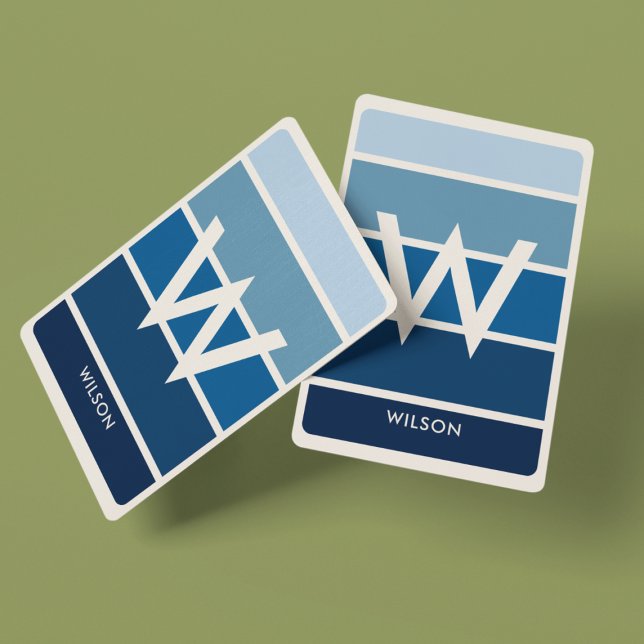 Baraja De Cartas Gradiente azul ancho rico con bandas Monograma per (Subido por el creador)
