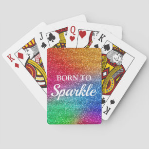 Baraja De Cartas Gradiente de Arcoíris Brillante Glitter Nacida par