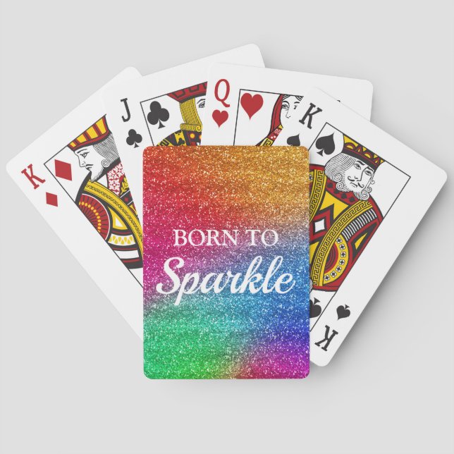 Baraja De Cartas Gradiente de Arcoíris Brillante Glitter Nacida par (Reverso)
