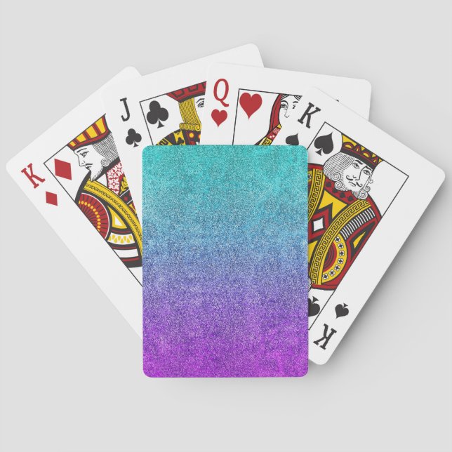 Baraja De Cartas Gradiente de Purpurina de colofón tropical (Reverso)