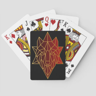Baraja De Cartas Gradiente rojo de oro de lobo geométrico