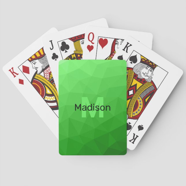 Baraja De Cartas Gradiente verde claro patrón de malla de geometría (Reverso)