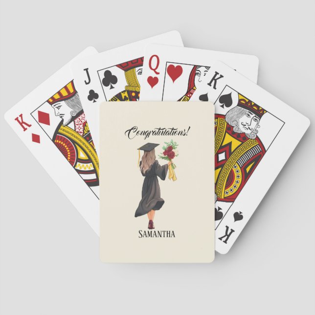 Baraja De Cartas Graduación de acuarela personalizada (Reverso)