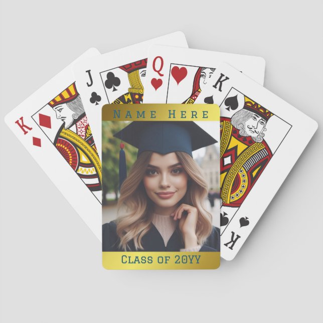 Baraja De Cartas Graduación de fotografía personalizada Nombre de c (Reverso)