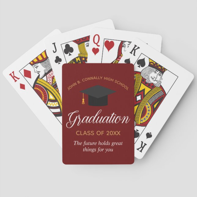 Baraja De Cartas Graduación de oro rojo personalizado 2023 Regalo d (Reverso)