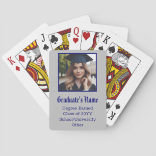 Baraja De Cartas Graduación personalizada Foto de clase Clase Navy 