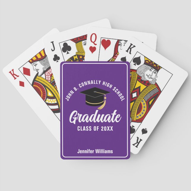 Baraja De Cartas Graduada de Purple High School personalizada 2026  (Reverso)