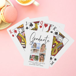 Baraja De Cartas Graduado Elegante Script Multifoto Graduado