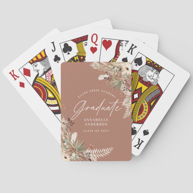 Baraja De Cartas Graduado pampas eucalipto elegante terracota (Reverso)