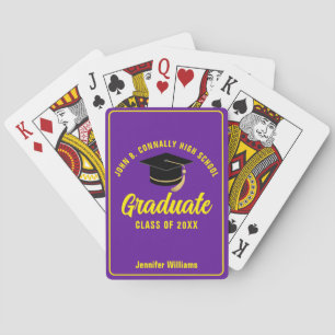 Baraja De Cartas Graduado Personalizado de Graduación Amarillo Púrp