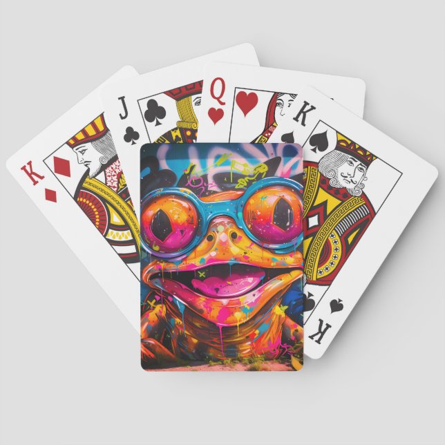 Baraja De Cartas Graffiti Rana multicolor con lentes (Reverso)