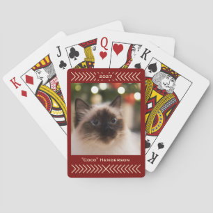 Baraja De Cartas Gráfico Rústico Sencillo Foto Personalizada Nombre