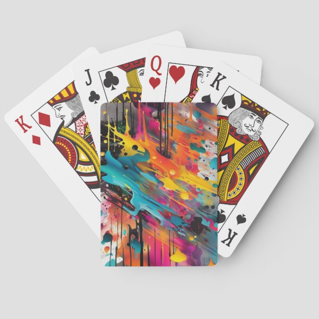 Baraja De Cartas Grafiti de Salpicaduras de Caos Vívido (Reverso)
