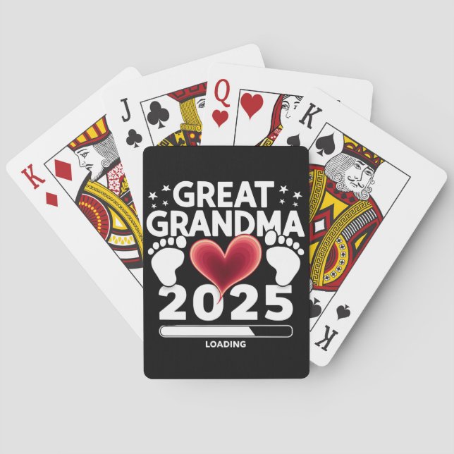 Baraja De Cartas Gran abuela cargando Invitación de embarazo 2025 (Reverso)
