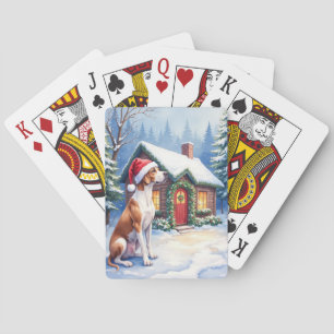 Baraja De Cartas Gran Danés Cabaña Nevada Sombrero de Santa Arte de