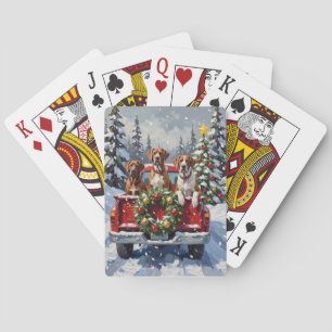 Baraja De Cartas Gran Danés Camión Rojo Navidad Fiesta