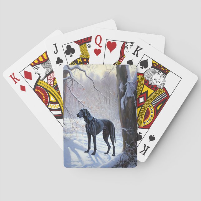 Baraja De Cartas Gran Danés Deja que nieve Navidad (Reverso)