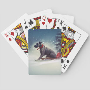 Baraja De Cartas Gran Danés Navidad nieve invierno
