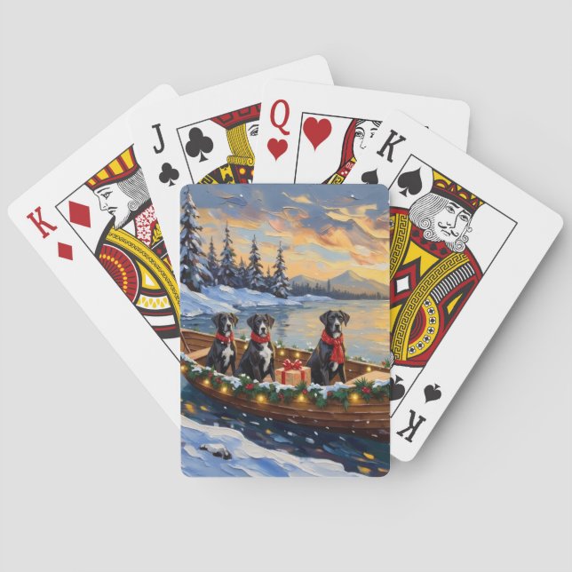 Baraja De Cartas Gran Danés Navideño Barco Fiesta (Reverso)