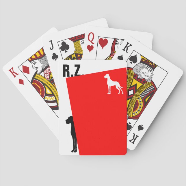 Baraja De Cartas Gran Danés y tus iniciales (Reverso)