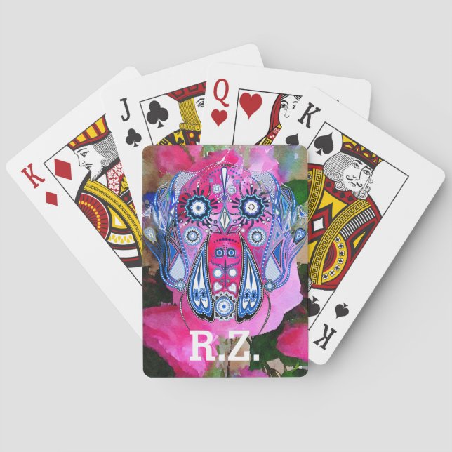 Baraja De Cartas Gran danés y tus iniciales (Reverso)