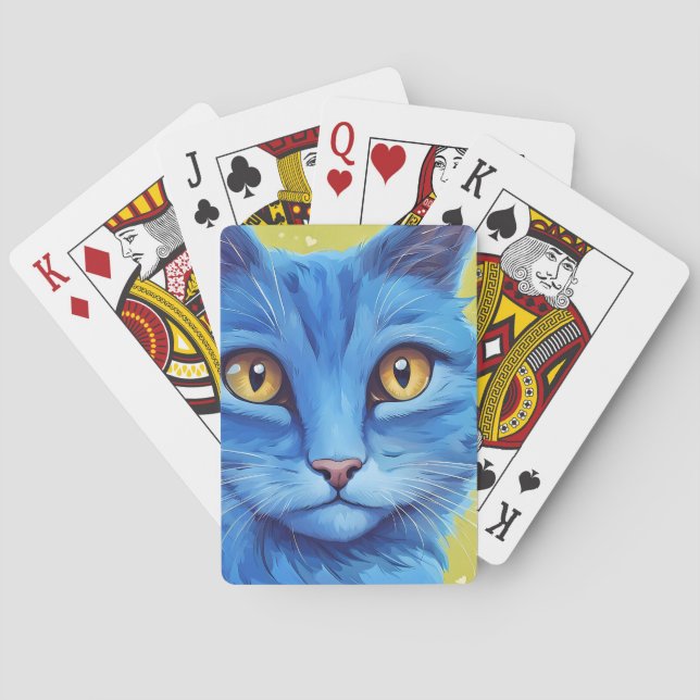 Baraja De Cartas Gran gato azul. (Reverso)