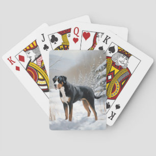 Baraja De Cartas Gran montaña suiza Deja que nieve Navidad
