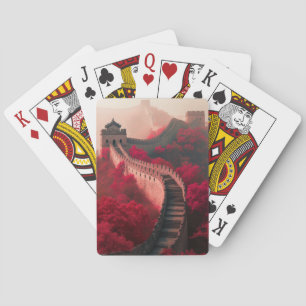 Baraja De Cartas Gran Muralla de China en otoño - Rojo escénico