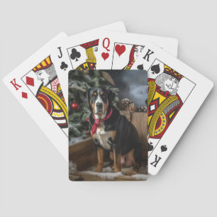 Baraja De Cartas Gran Navidad de Trineo Nevado de la Montaña Suiza
