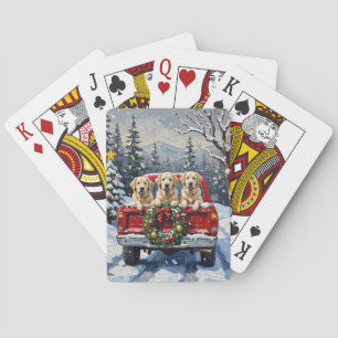 Baraja De Cartas Gran Pirineo Camión Rojo Navidad Fiesta