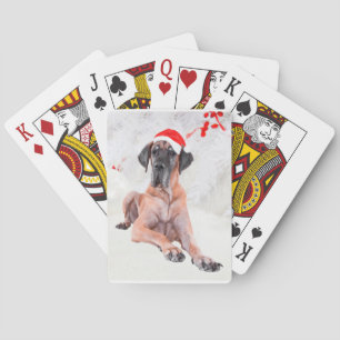 Baraja De Cartas Gran sombrero de perro Dane Feliz Navidad