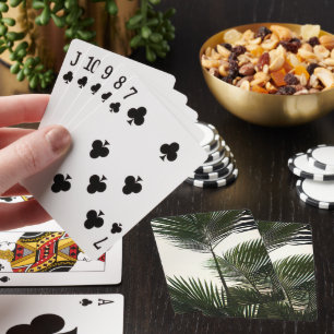 Baraja De Cartas Grandes hojas de palma sobre blanco