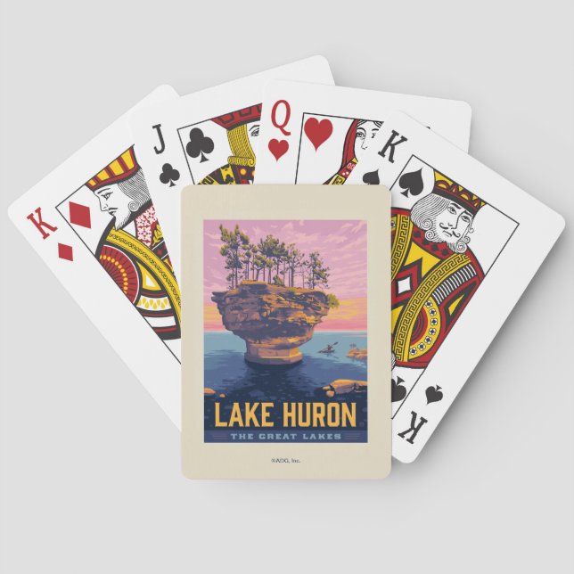 Baraja De Cartas Grandes Lagos | Lago Huron (Reverso)
