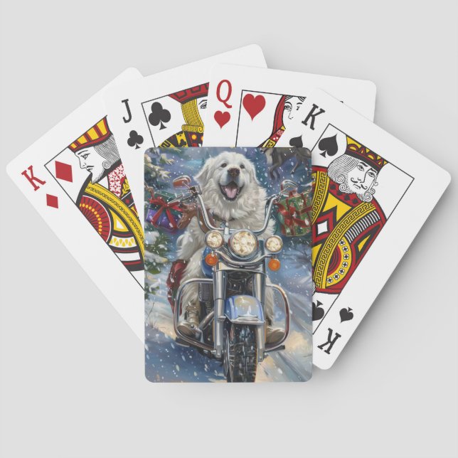 Baraja De Cartas Grandes Navidades de motociclismo de perros de los (Reverso)