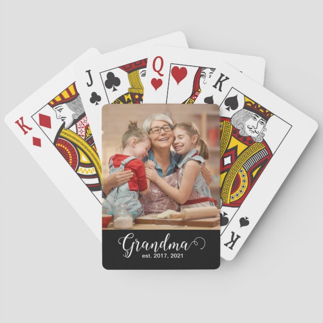 Baraja De Cartas Grandma Established Script Gift Photo (Reverso)