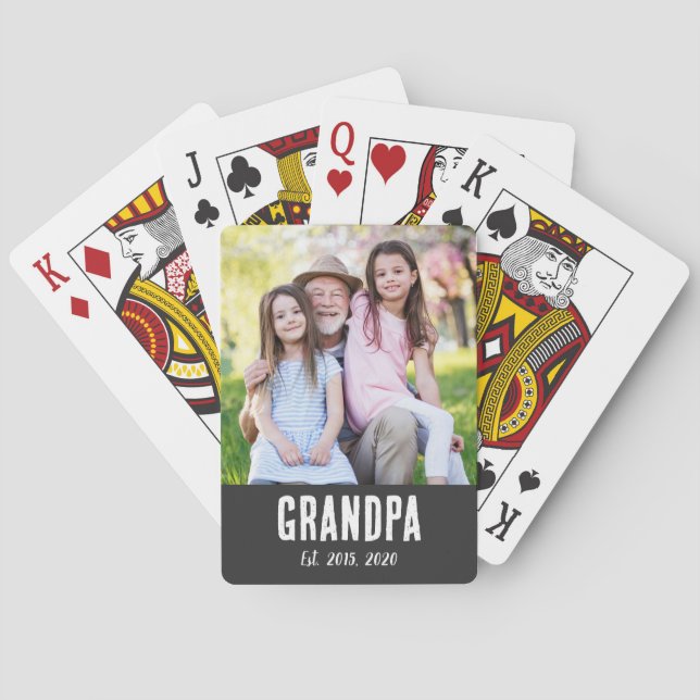 Baraja De Cartas Grandpa Established White grunge Script Photo (Reverso)