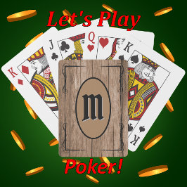 Baraja De Cartas Granero Marrón Rústico Monograma Personalizado