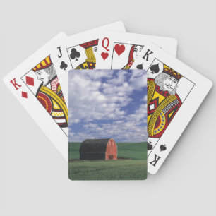 Baraja De Cartas Granero rojo en campo de trigo y cebada en Whitman