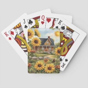 Baraja De Cartas Granja rural Dreamy Golden Sunflowers