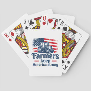 Baraja De Cartas Granjero Americano Patriótico Tractor Vida Agrícol