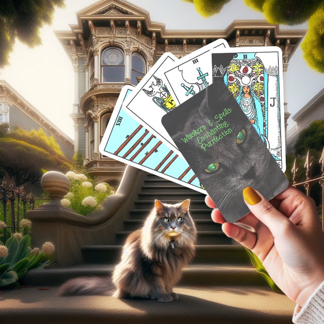 Baraja De Cartas Gray Devil Eye Cat Witch Familiar Whiskers & Spell (Subido por el creador)