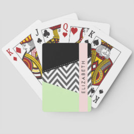 Baraja De Cartas Gray Zigzag, Gray Chevron, Mint, Su Nombre