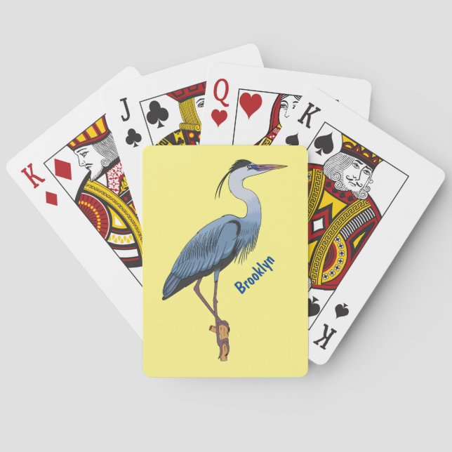 Baraja De Cartas Great blue heron cartoon illustration (Reverso)