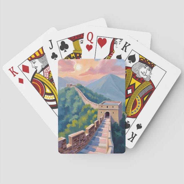 Baraja De Cartas Great Wall of China | Travel Painting (Reverso)