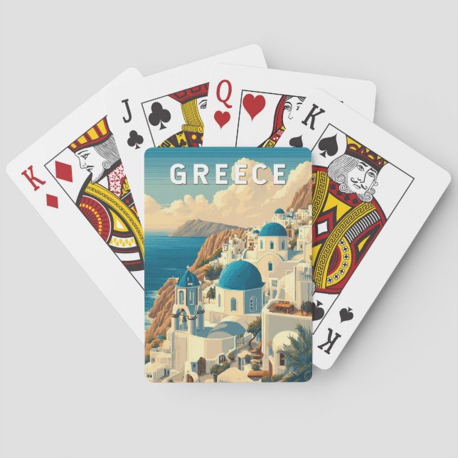 Baraja De Cartas Grecia Ilustracion Viajes de arte (Reverso)