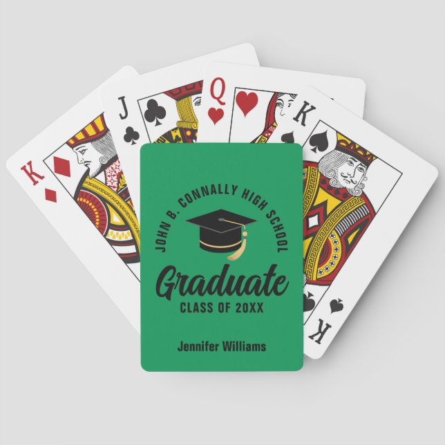 Baraja De Cartas Green Black Graduate Custom Graduation (Reverso)