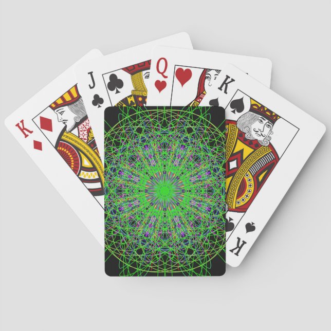 Baraja De Cartas Green Black Kaleidoscope Mandala Art (Reverso)