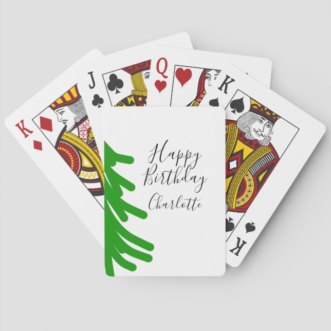 Baraja De Cartas Green Christmas tree happy birthday December winte (Reverso)