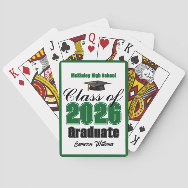 Baraja De Cartas Green Class of 2026 Custom Graduation Party (Reverso)